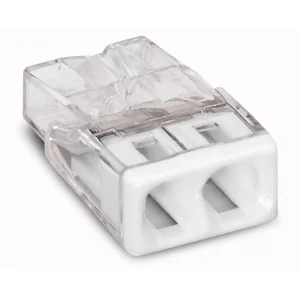 Spojovací krabicová svorka COMPACT 2273-202, Pro plné vodiče, Max. 2,5 mm², 2 vodiče, Barva pouzdra transparentní, Barva krytu bílá, Okolní teplota: max. 60 °C (T60), 2,50 mm²