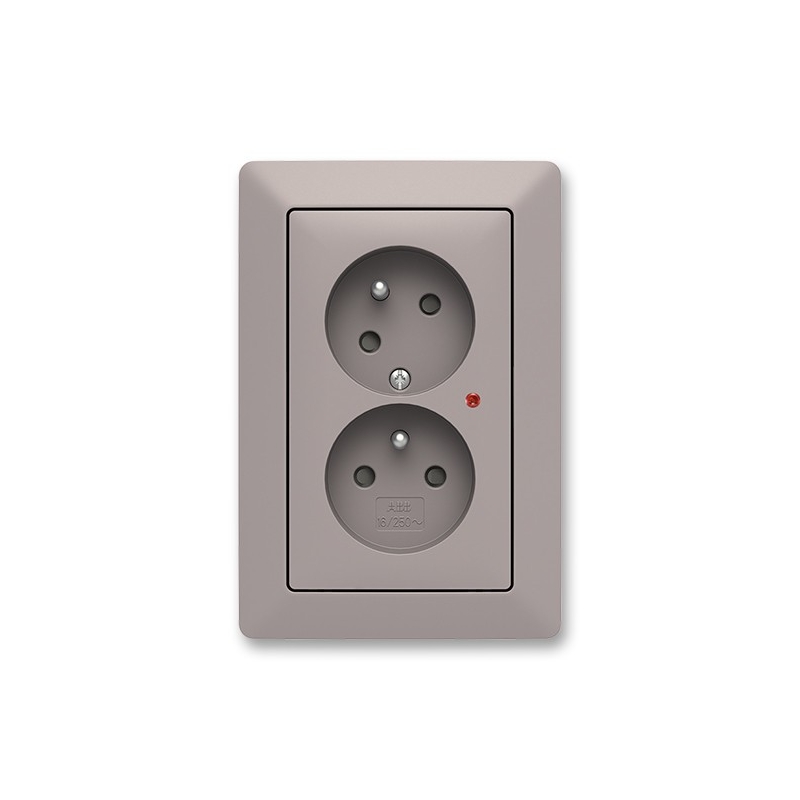 Dvojzásuvka Zoni greige/bílá s přepěťovou ochanou, clonky ABB 5593T-C02357 144