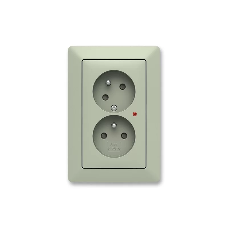 Dvojzásuvka Zoni olivová/bílá s přepěťovou ochanou, clonky ABB 5593T-C02357 143 Dvojzásuvka Zoni olivová/bílá s přepěťovou ochanou, clonky ABB 5593T-C02357 143