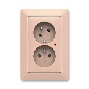 Dvojzásuvka Zoni pudrová/bílá s přepěťovou ochanou, clonky ABB 5593T-C02357 142