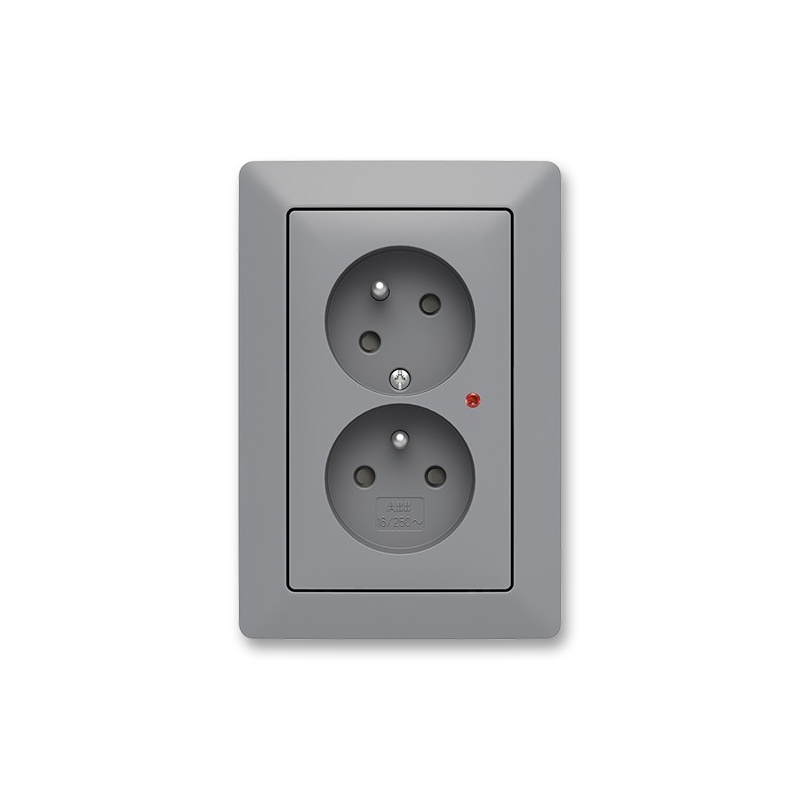 Dvojzásuvka Zoni šedá/bílá s přepěťovou ochanou, clonky ABB 5593T-C02357 141