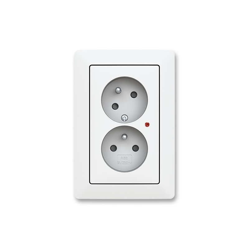 Dvojzásuvka Zoni matná bílá s přepěťovou ochanou, clonky ABB 5593T-C02357 240