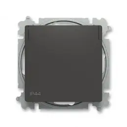 Zásuvka s víčkem IP44, clonky ABB Zoni matná černá 6619T-A06995 237