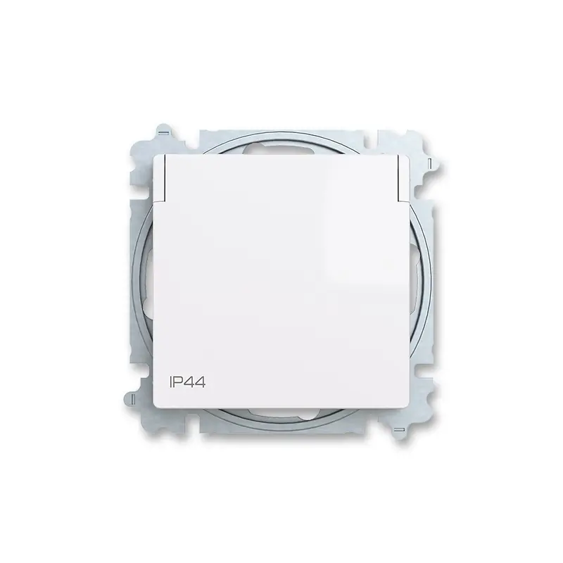 Zásuvka s víčkem IP44, clonky ABB Zoni bílá 6619T-A06995 500