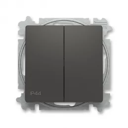 Vypínač střídavý dvojitý č.6+6 ABB Zoni IP44 matná černá 3559T-A52940 237