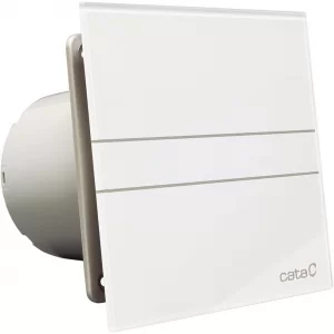 Elegantní koupelnový ventilátor Cata e100 GT s bílým skleněným čelním panelem, tichým provozem (31 dB), nízkou spotřebou (8 W) a nastavitelným doběhovým časovačem (3–15 minut). Vhodný pro montáž na stěnu i strop, ideální pro odvětrávání menších prostor. BEZ zpětné klapky nutno dokoupit zvlášť.