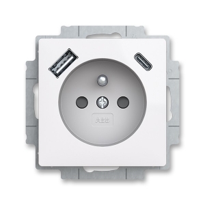Zásuvka s USB A+C Zoni bílá, clonky ABB 5569T-A32357 500
