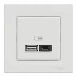 Zásuvka USB A+C Asfora bílá, rychlonabíječka Schneider EPH2700421