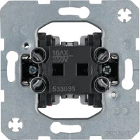 Vypínač střídavý č. 6 – mechanismus Berker 533036 pro platformu one.platform (řady Q.1 / Q.3 / Q.7). Jmenovité hodnoty 250 V AC / 16 AX, samozaciskové (plug-in) svorky, pod omítku, montáž na šrouby i rozpěrky. Dodává se jako samostatný přístroj bez klapky/krytu a rámečku; volitelně lze doplnit orientačním/kontrolním podsvitem dle příslušenství.