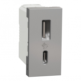Zásuvka Unica aluminium USB...