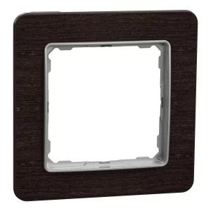 Jednonásobný rámeček Schneider Electric Sedna Elements v dekoru wenge. Slouží k dokončení sestavy vypínačů a zásuvek Sedna Design/Elements; dekor je pouze vzhledová imitace, nejde o skutečný materiál.