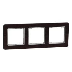 Trojnásobný rámeček Schneider Electric Sedna Elements v dekoru wenge. Slouží k dokončení sestavy vypínačů a zásuvek Sedna Design/Elements; dekor je pouze vzhledová imitace, nejde o skutečný materiál.