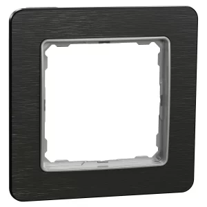 Jednonásobný rámeček Schneider Electric Sedna Elements v dekoru leštěný titan. Slouží k dokončení sestavy vypínačů a zásuvek Sedna Design/Elements; dekor je pouze vzhledová imitace, nejde o skutečný materiál.