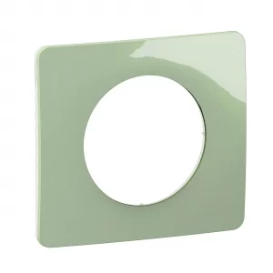 Jednonásobný rámeček Legrand Céliane v barevném provedení zelená Celadon pro elegantní kompletaci vypínačů a zásuvek.