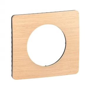 Jednonásobný rámeček Legrand Céliane v materiálovém provedení buk pro elegantní kompletaci vypínačů a zásuvek.