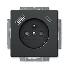 Zásuvka s USB A+C Busch-axcent mechová černá, clonky ABB 2CKA002017A1919