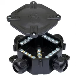 Elektroinstalační krabice ACIDUR 5p 125×125×45 mm IP67 černá SEZ 6455-11 5.P/5