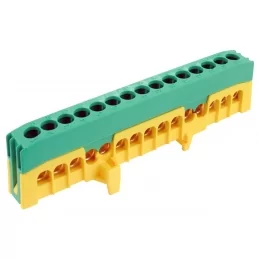 Krytý ochranný můstek PE 15-F2 15×16 mm² 63 A IP20 zeleno-žlutý na DIN ELEMAN 1001320