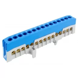 Krytý nulovací můstek N 15-F2 15×16 mm² 63 A IP20 modrý na DIN ELEMAN 1001290