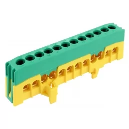 Krytý ochranný můstek PE 12-F2 12×16 mm² 63 A IP20 zeleno-žlutý na DIN ELEMAN 1001310