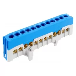 Krytý nulovací můstek N 12-F2 12×16 mm² 63 A IP20 modrý na DIN ELEMAN 1001280