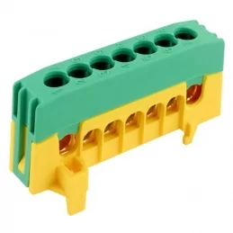 Krytý ochranný můstek PE 7-F2 7×16 mm² 63 A IP20 zeleno-žlutý na DIN ELEMAN 1001300