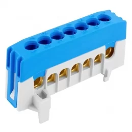 Krytý nulovací můstek N 7-F2 7×16 mm² 63 A IP20 modrý na DIN ELEMAN 1001270