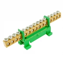 Ochranný můstek PE 15 15×16 mm² 63 A IP00 zelený na DIN ELEMAN 1000010