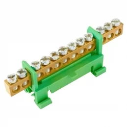 Ochranný můstek PE 12 12×16 mm² 63 A IP00 zelený na DIN ELEMAN 1000009