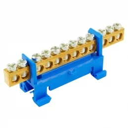 Nulovací můstek N 12 12×16 mm² 63 A IP00 modrý na DIN ELEMAN 1000007
