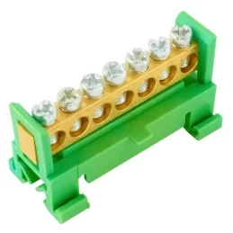Ochranný můstek PE 7 7×16 mm² 63 A IP00 zelený na DIN ELEMAN 1000012