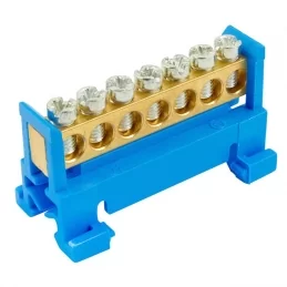 Nulovací můstek N 7 7×16 mm² 63 A IP00 modrý na DIN ELEMAN 1000011
