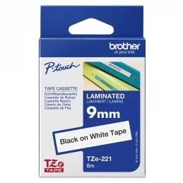 Laminovaná páska Brother TZe-221 9 mm × 8 m bílá / černá TZE221