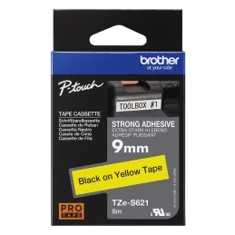 Extra přilnavá páska Brother TZe-S621 9 mm žlutá / černá TZES621