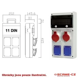 Zásuvková rozvodnice 2x CEE 32 A 5P + 2x 230 V SCAME BLOCK 632.3322