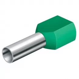 Dvojitá lisovací dutinka izolovaná 2×16 mm², délka 16 mm, zelená, Technik Elektro DD 16-16 ZELENÁ