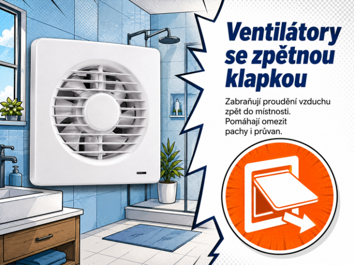 Ventilátory do koupelny se zpětnou klapkou