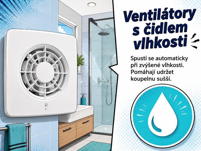 Ventilátory do koupelny s čidlem vlhkosti